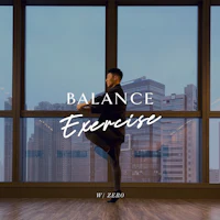 a man doing a balance exercise in front of a city skyline